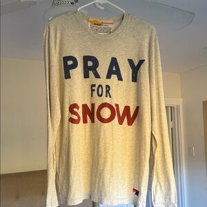 Aviator Nation Pray for Snow rare Cream Long Sleeve with Blue and Red Text